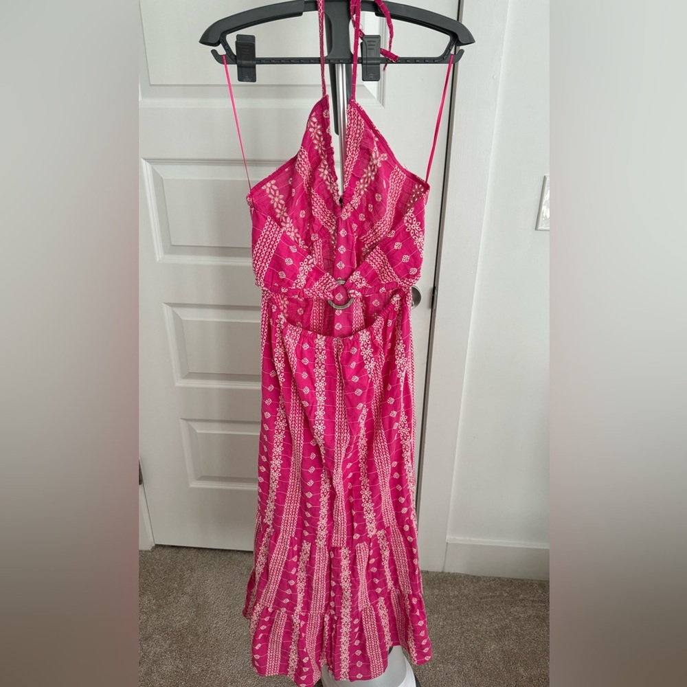 Zara limited edition openwork work embroidered cotton halter midi dress - Picture 16 of 16
